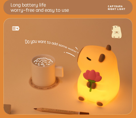 モダンデザイン シリコン カピバラ ナイトランプ ポータブル USB 充電可能 LED 光源 タッチコントロール 動物ランプ 寝室用