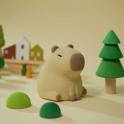 新しい可愛いキャピバラ シリコンナイトライト Usb リチャージ可能 LEDパットランプ タイミング 暗さ 装飾テーブル 睡眠ナイトランプ