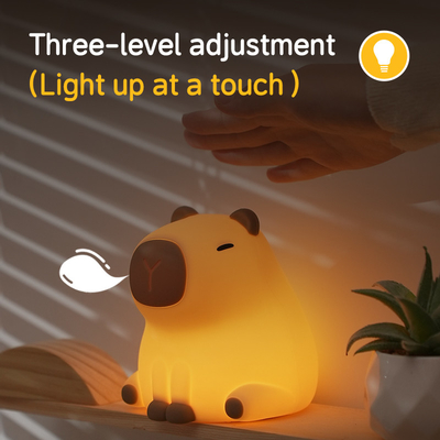 新しい可愛いキャピバラ シリコンナイトライト Usb リチャージ可能 LEDパットランプ タイミング 暗さ 装飾テーブル 睡眠ナイトランプ