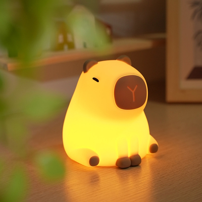クリエイティブキャピバラ LED ナイトライト 可愛いシリコン ベッドサイドテーブルランプ 子供の部屋のためのスマートホーム ギフト