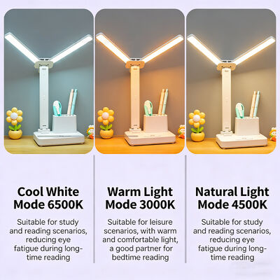 USB充電ポートと複数の明るさレベルを備えたポータブルLEDテーブルランプ。旅行や勉強に最適。
